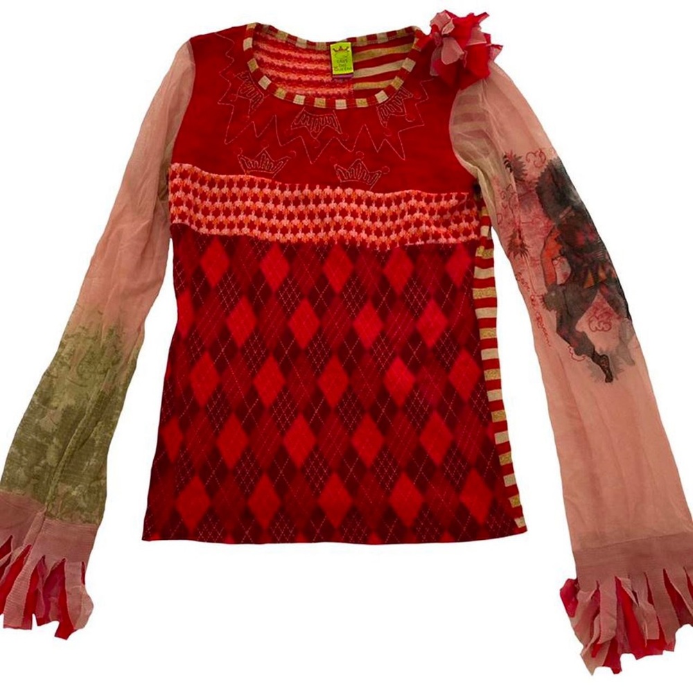 Save the queen argyle long sleeve top
